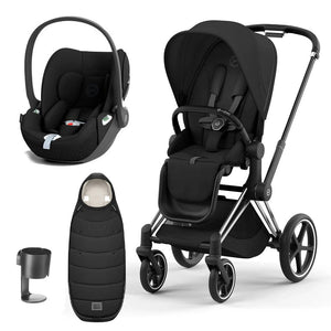 CYBEX Priam Cloud T Ultimate Travel System - Sepia Black-Travel Systems-Chrome Black-None | Natural Baby Shower