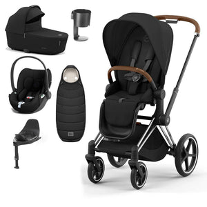 CYBEX Priam Cloud T Ultimate Travel System - Sepia Black-Travel Systems-Chrome Brown-Lux | Natural Baby Shower