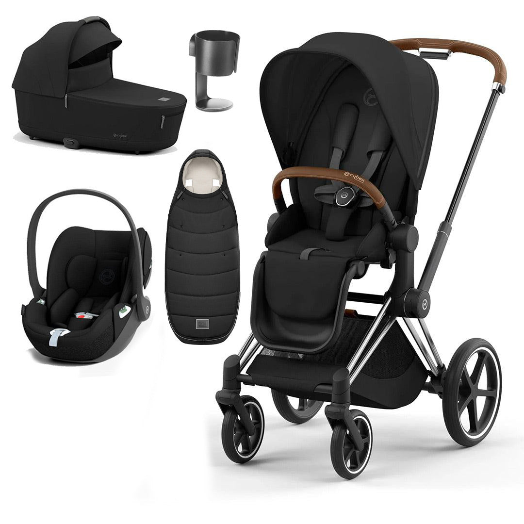 CYBEX Priam Cloud T Ultimate Travel System - Sepia Black-Travel Systems-Chrome Brown-Lux | Natural Baby Shower