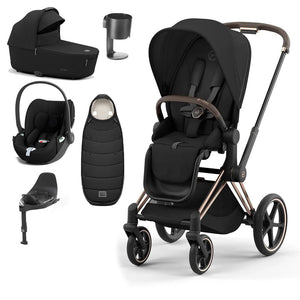 CYBEX Priam Cloud T Ultimate Travel System - Sepia Black-Travel Systems-Rose Gold-Lux | Natural Baby Shower