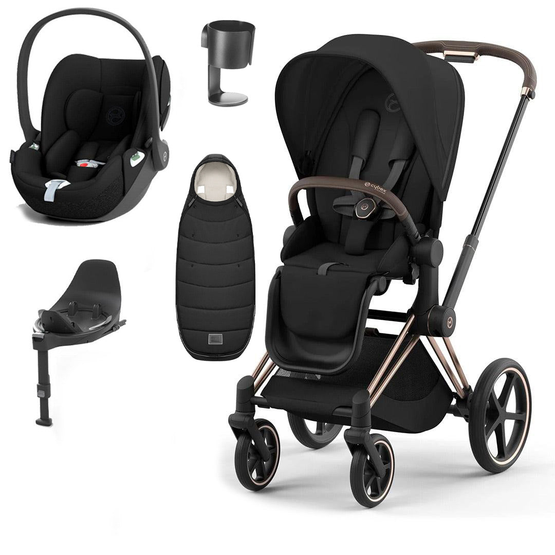 CYBEX Priam Cloud T Ultimate Travel System - Sepia Black-Travel Systems-Rose Gold-None | Natural Baby Shower