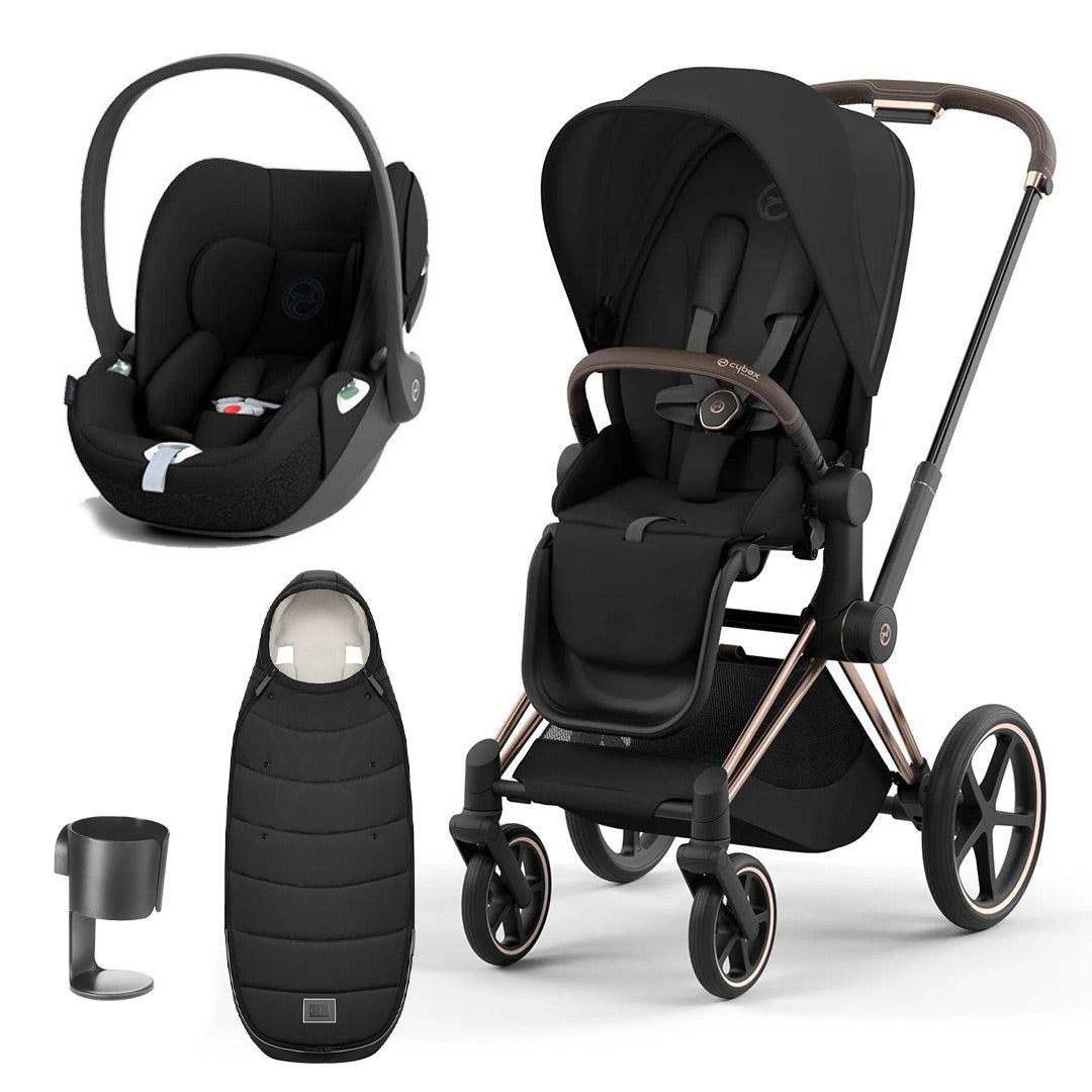 CYBEX Priam Cloud T Ultimate Travel System - Sepia Black-Travel Systems-Rose Gold-None | Natural Baby Shower