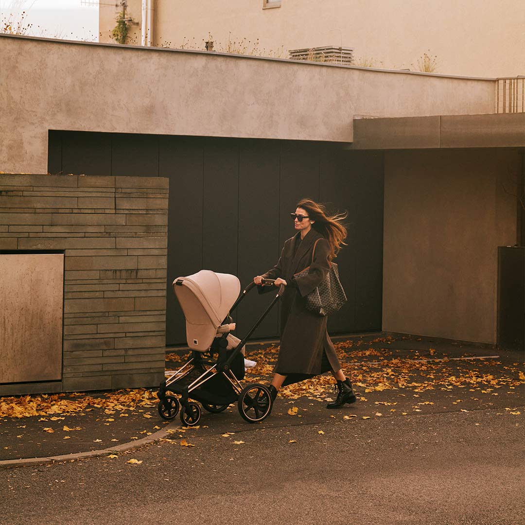 CYBEX Priam Pushchair - Cozy Beige-Strollers-Chrome Black-No Carrycot | Natural Baby Shower