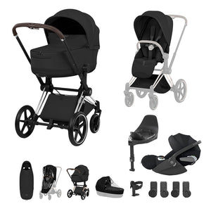 Cybex Priam Ultimate Accessory Bundle - Style Collection-Travel Systems-Sepia Black-Chrome Brown | Natural Baby Shower