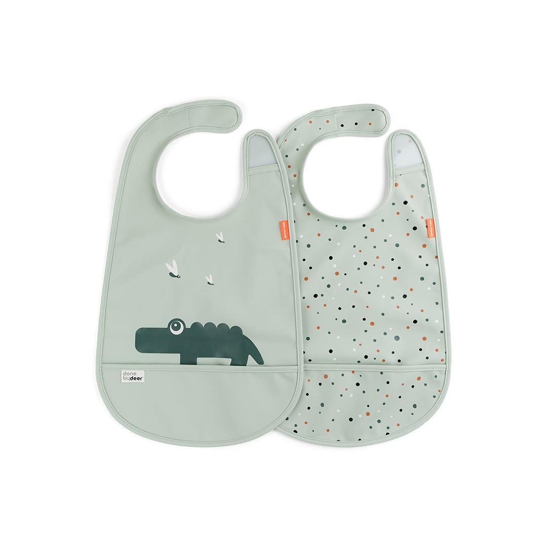 Done By Deer Bib with Velcro 2 Pack - Croco Green-Bibs-Croco Green- | Natural Baby Shower