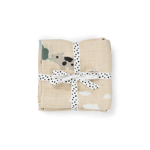 Done By Deer Burp Cloth 2 Pack - Tiny Farm Sand-Muslin Squares-Tiny Farm Sand- | Natural Baby Shower