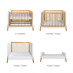Gaia Baby Hera 'Studio Edit" Two Piece Set (Cot & Dresser) - White / Oak-Nursery Sets-White / Oak-Without Mattress | Natural Baby Shower