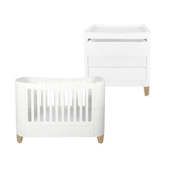Gaia Baby Serena Cot Bed & Dresser Set - White/Natural-Nursery Sets-White/Natural-Without Mattress | Natural Baby Shower