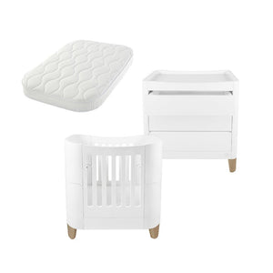 Gaia Baby Serena Mini Cot and Dresser Set - White / Natural-Nursery Sets-White / Natural-With Mattress | Natural Baby Shower