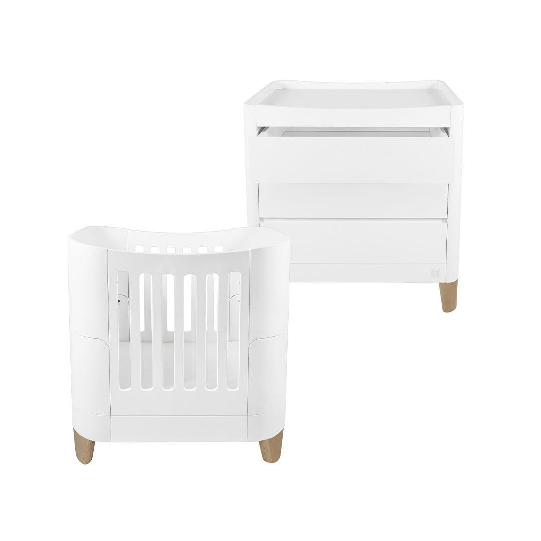 Gaia Baby Serena Mini Cot and Dresser Set - White / Natural-Nursery Sets-White / Natural-Without Mattress | Natural Baby Shower