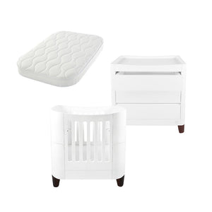 Gaia Baby Serena Mini Cot and Dresser Set - White / Walnut-Nursery Sets-White / Walnut-With Mattress | Natural Baby Shower
