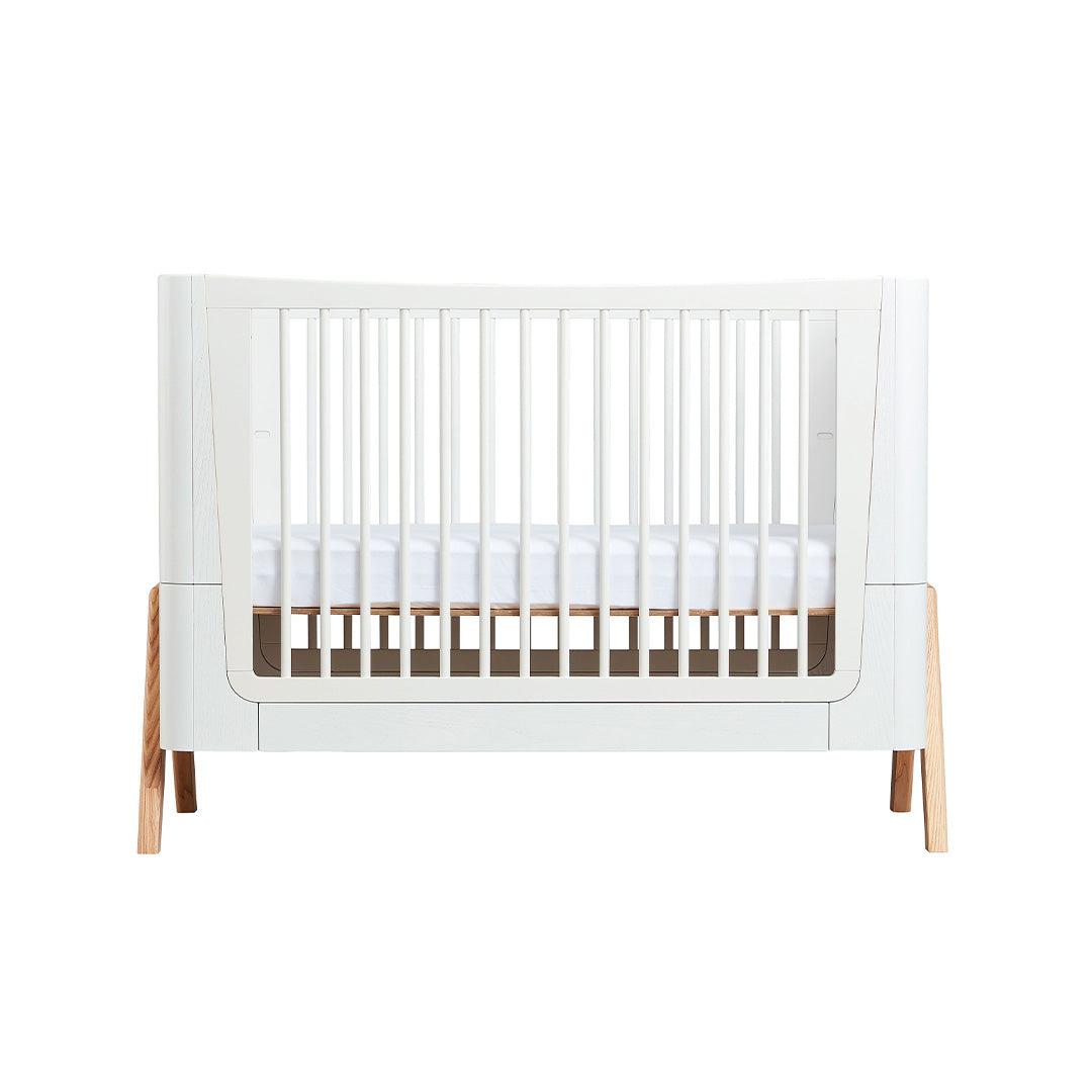 Gaia Baby Hera Cot Bed + Bedside Crib Two Piece Bundle - Scandi-White + Natural-Nursery Sets- | Natural Baby Shower