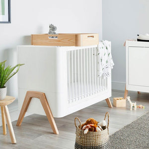 Gaia Baby Hera Cot Bed + Dresser Two Piece Bundle - 	Scandi-White + Natural-Nursery Sets- | Natural Baby Shower