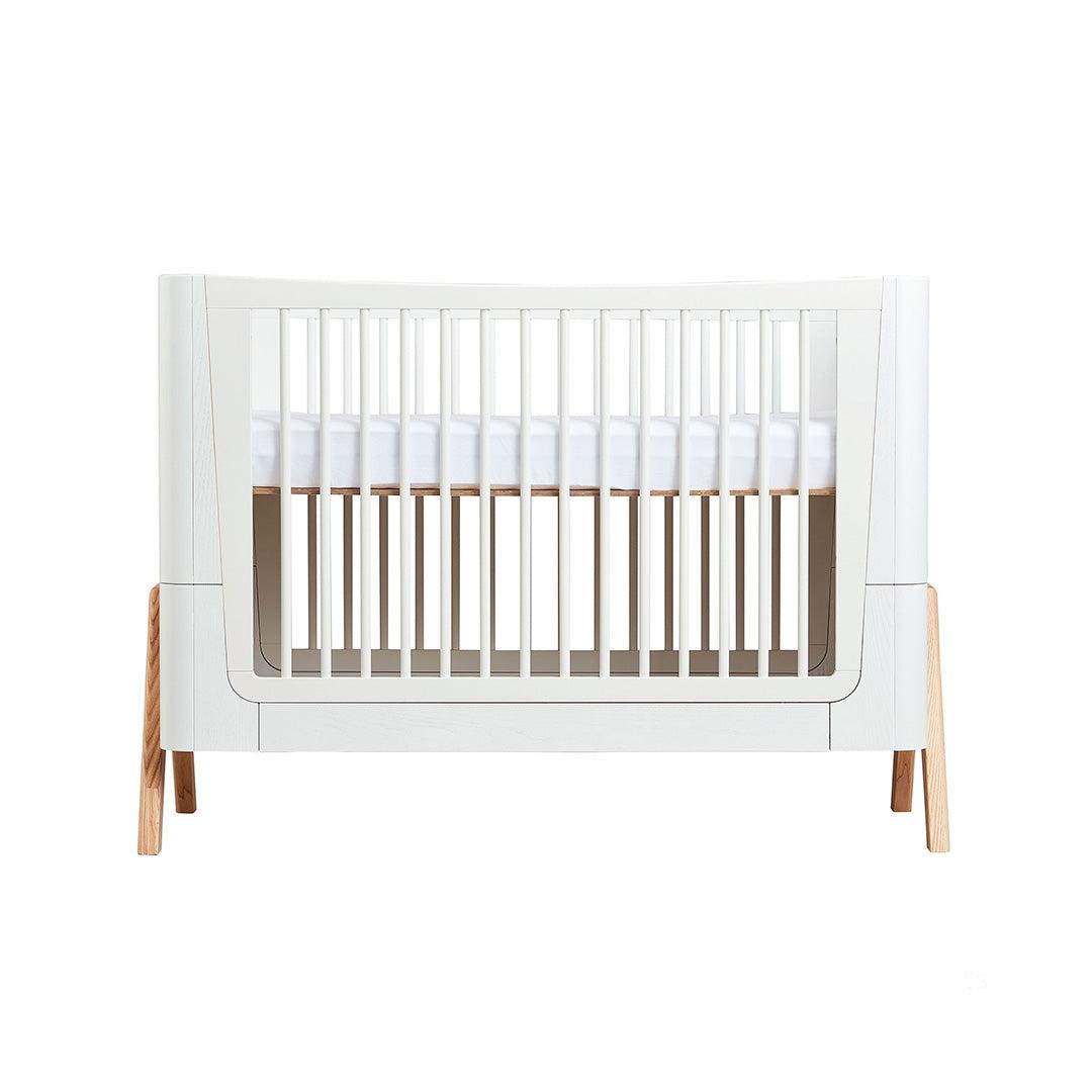 Gaia Baby Hera Cot Bed + Bedside Crib Two Piece Bundle - Scandi-White + Natural-Nursery Sets- | Natural Baby Shower