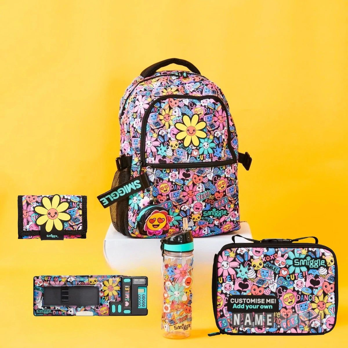 Smiggle – Bright Side 5'li Okul Çanta Seti-Dinossi