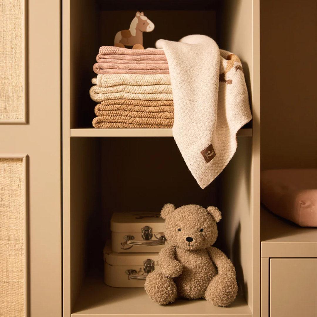 Jollein Check Knit Fleece Blanket - Oatmeal/Teddy-Blankets-Oatmeal/Teddy- | Natural Baby Shower