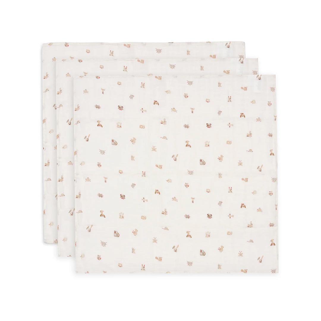 Jollein 3 Pack Muslin Cloth 70x70cm - Animal Friends-Muslin Squares-Animal Friends- | Natural Baby Shower