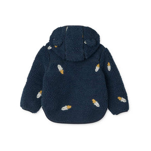 Liewood Mara Pile Jacket With Ears - Rocket / Classic Navy / Embroidery-Coats-Rocket / Classic Navy / Embroidery-104 | Natural Baby Shower