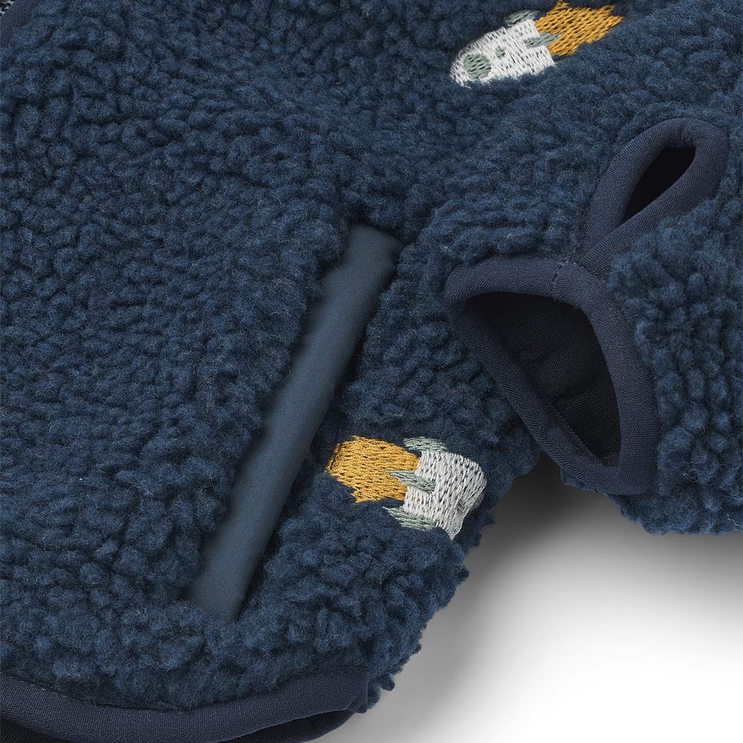 Liewood Mara Pile Jacket With Ears - Rocket / Classic Navy / Embroidery-Coats-Rocket / Classic Navy / Embroidery-104 | Natural Baby Shower