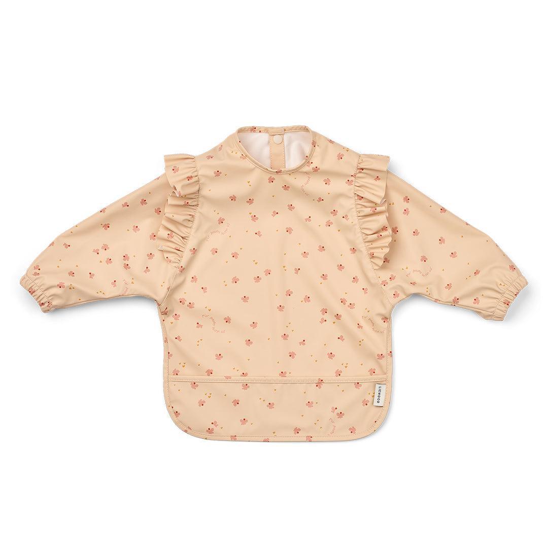 Liewood Merle Ruffle Cape Bib - Mini Butterfly / Apple Blossom-Bibs-Mini Butterfly / Apple Blossom-One Size | Natural Baby Shower