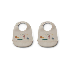 Liewood Tilda Silicone Bibs - Safari Sandy Mix - 2 Pack-Bibs-Safari Sandy Mix- | Natural Baby Shower