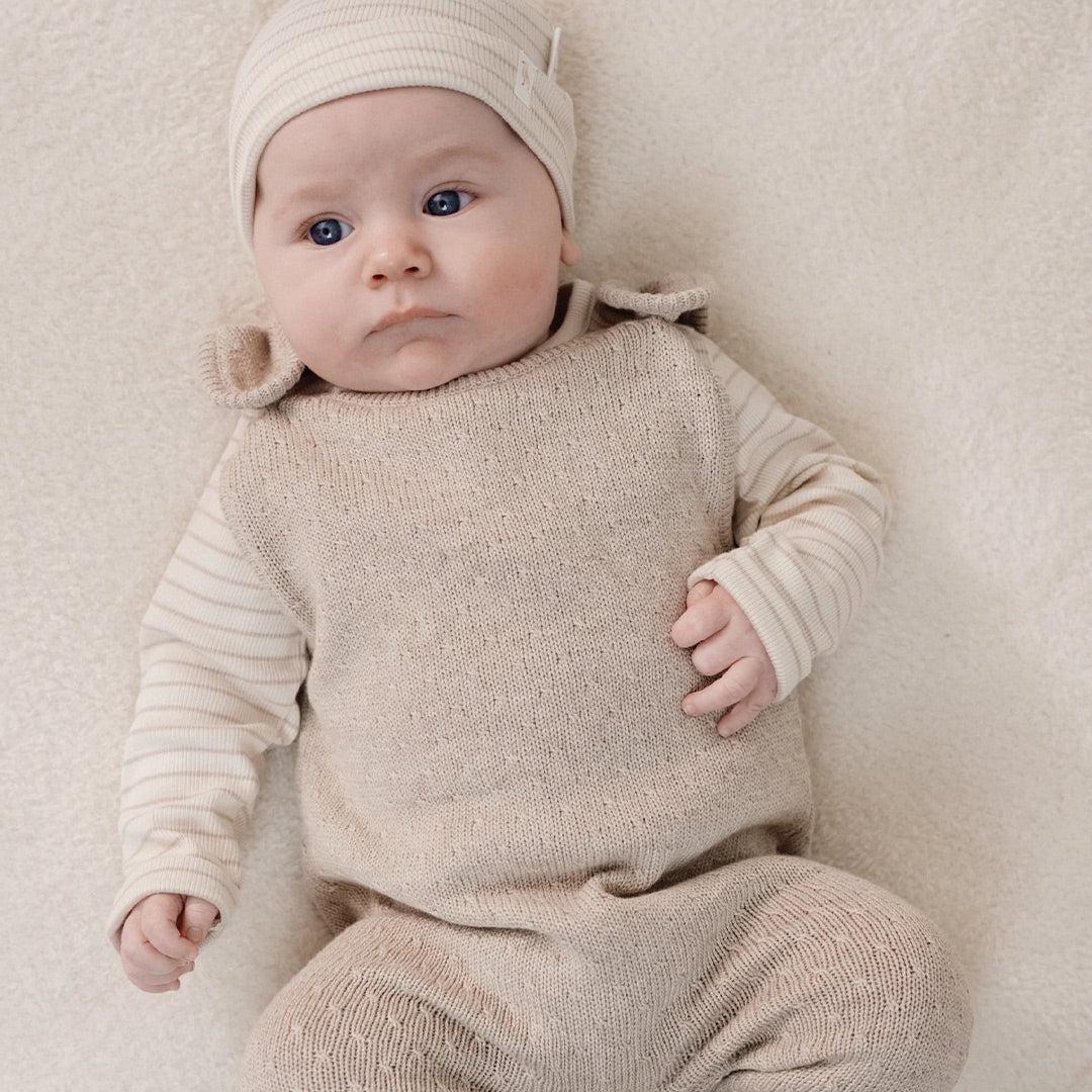 Little Dutch Knitted One-Piece - Soft Beige Melee-Bodysuits-Soft Beige Melee-NB | Natural Baby Shower