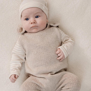 Little Dutch Knitted One-Piece - Soft Beige Melee-Bodysuits-Soft Beige Melee-NB | Natural Baby Shower