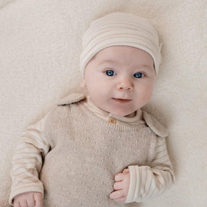 Little Dutch Knitted One-Piece - Soft Beige Melee-Bodysuits-Soft Beige Melee-NB | Natural Baby Shower