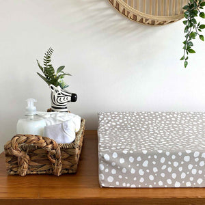 Mama Shack Anti Roll Changing Mat - Taupe Spotty-Changing Mats- | Natural Baby Shower