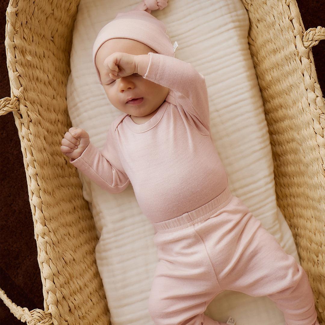 Merino Kids Merino Long Sleeve Envelope Bodysuit - Cloud Pink-Bodysuits-Cloud Pink-0-3m | Natural Baby Shower