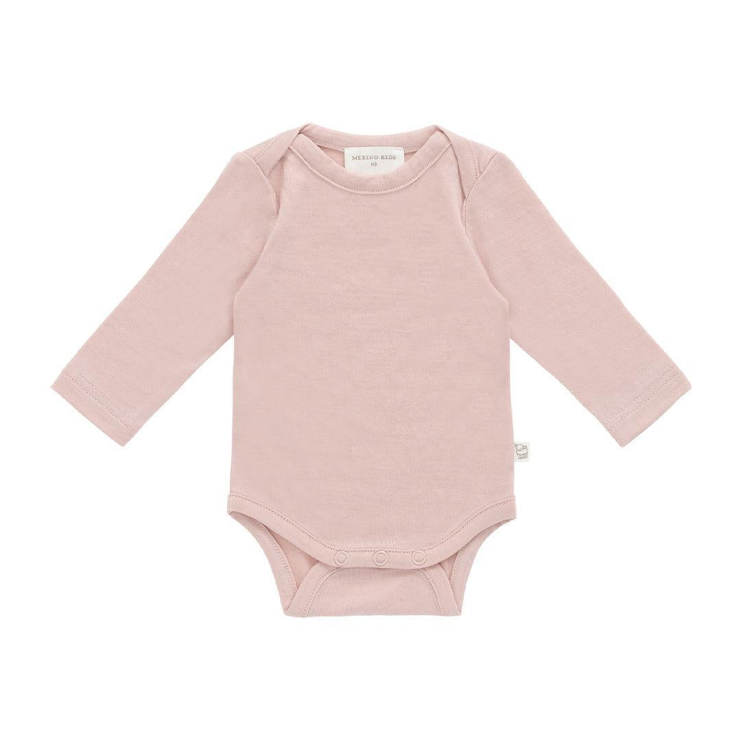 Merino Kids Merino Long Sleeve Envelope Bodysuit - Cloud Pink-Bodysuits-Cloud Pink-0-3m | Natural Baby Shower