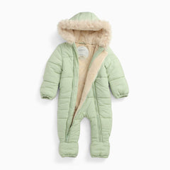MORI Recycled Faux Fur Lined Snowsuit - Sage-Snowsuits-Sage-0-3m | Natural Baby Shower