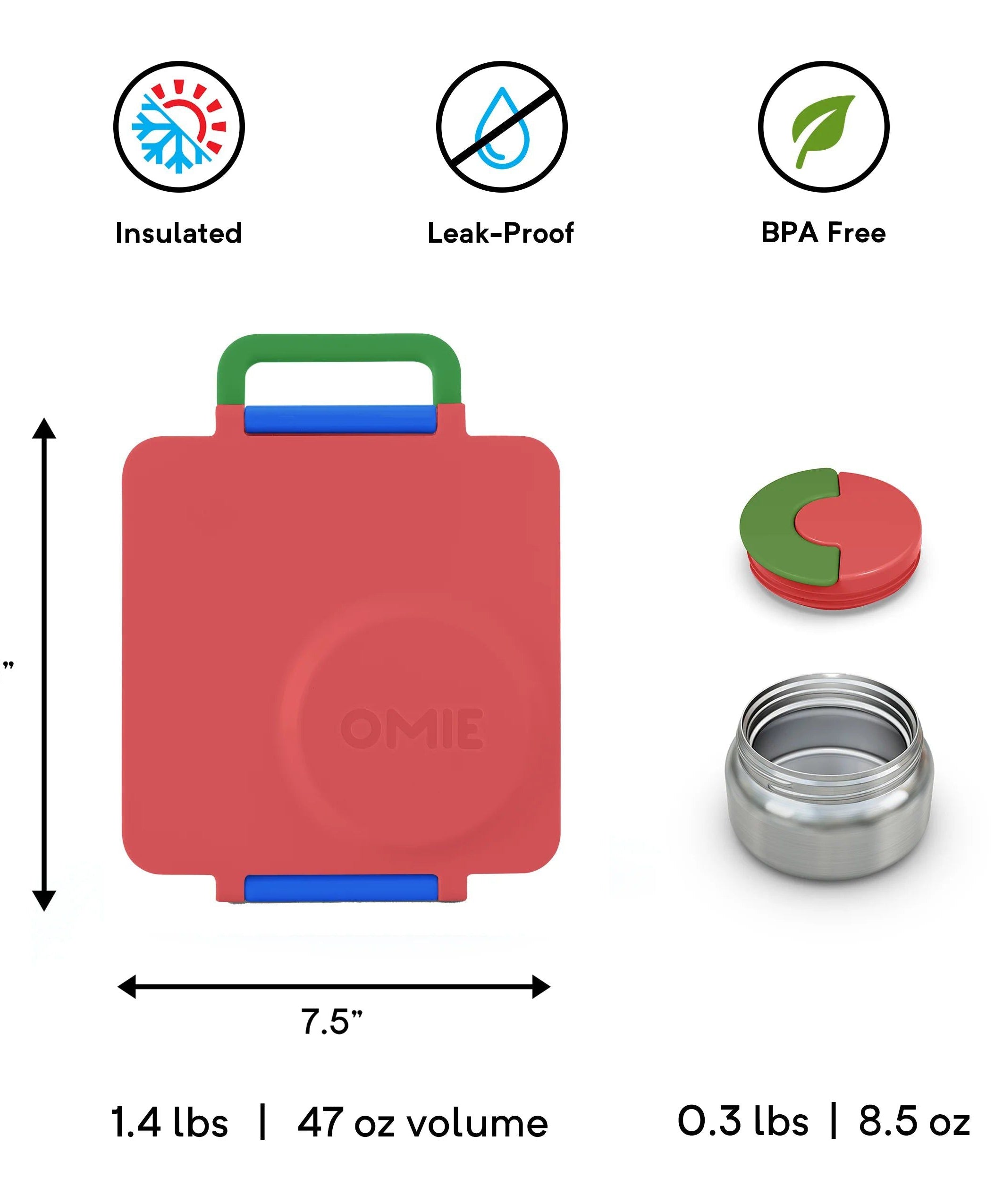 OmieBox Теплоизолированный Красный Ланч-бокс Бенто