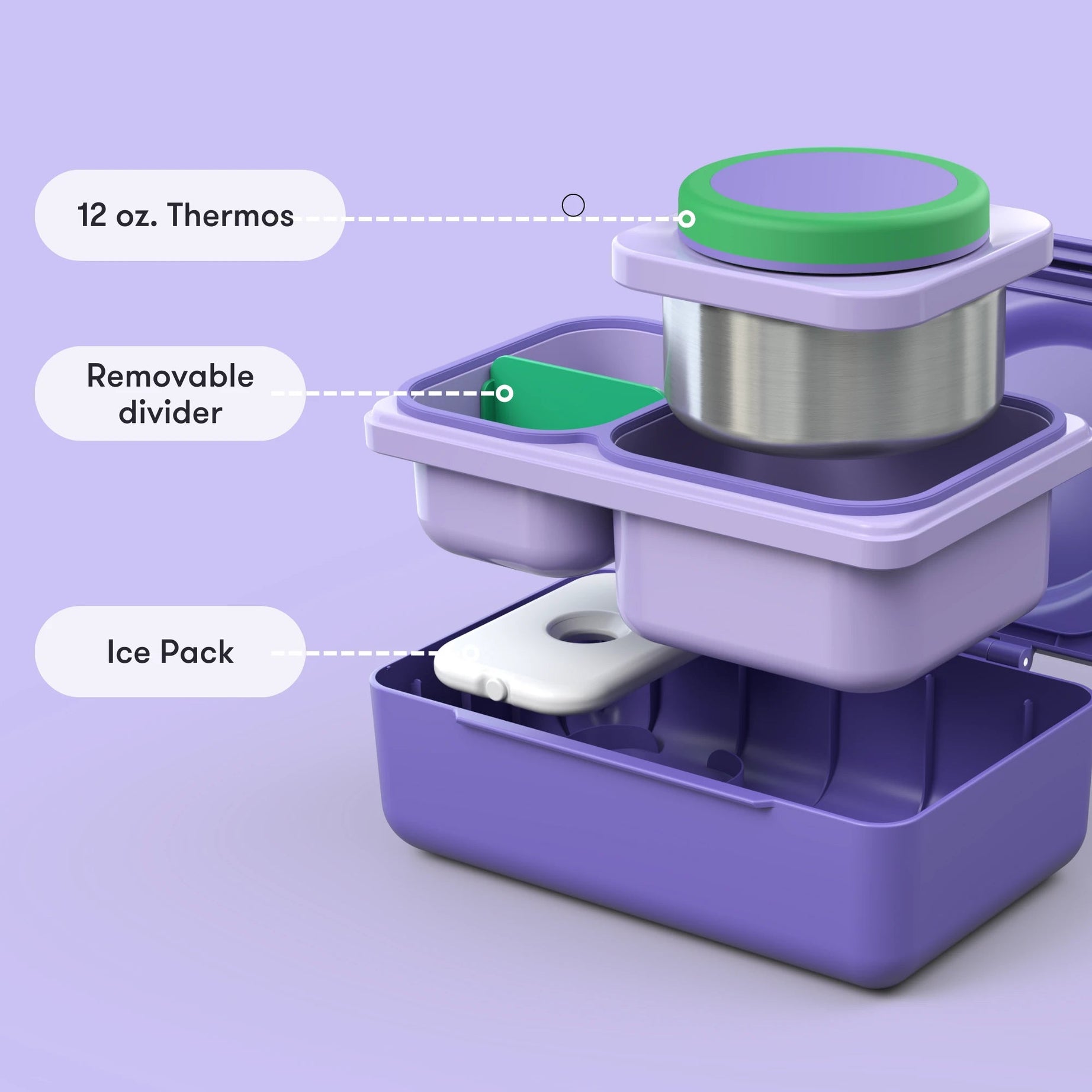 Omiebox - UP Теплоизоляционный 2-е поколение Галактический фиолетовый Bento Ланчбокс