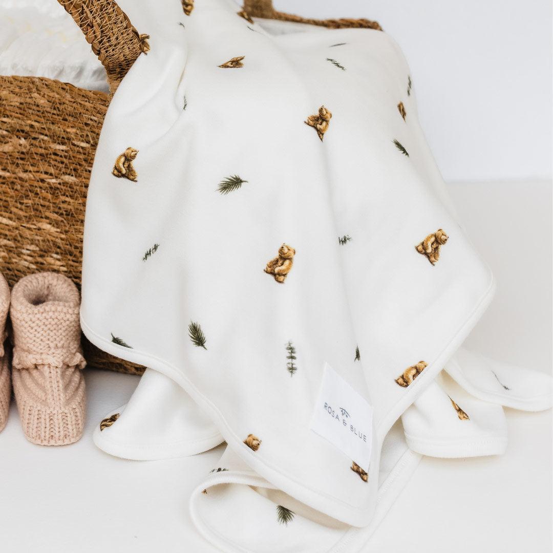 Rosa & Blue Baby Blanket - Brown Bear-Blankets-Brown Bear- | Natural Baby Shower