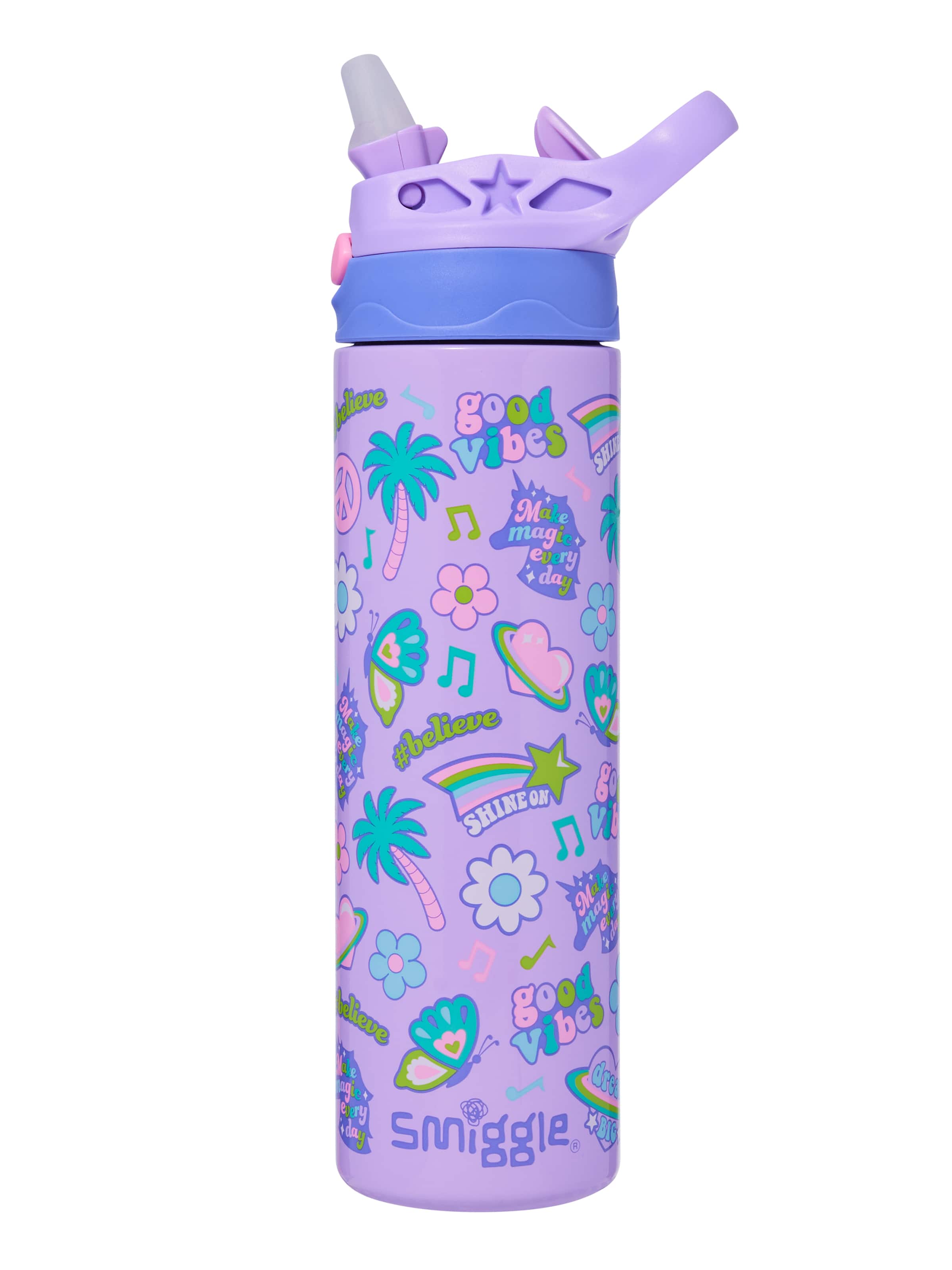 Smiggle - All Stars 520ML Автоматическая стальная матара с скрытой трубочкой