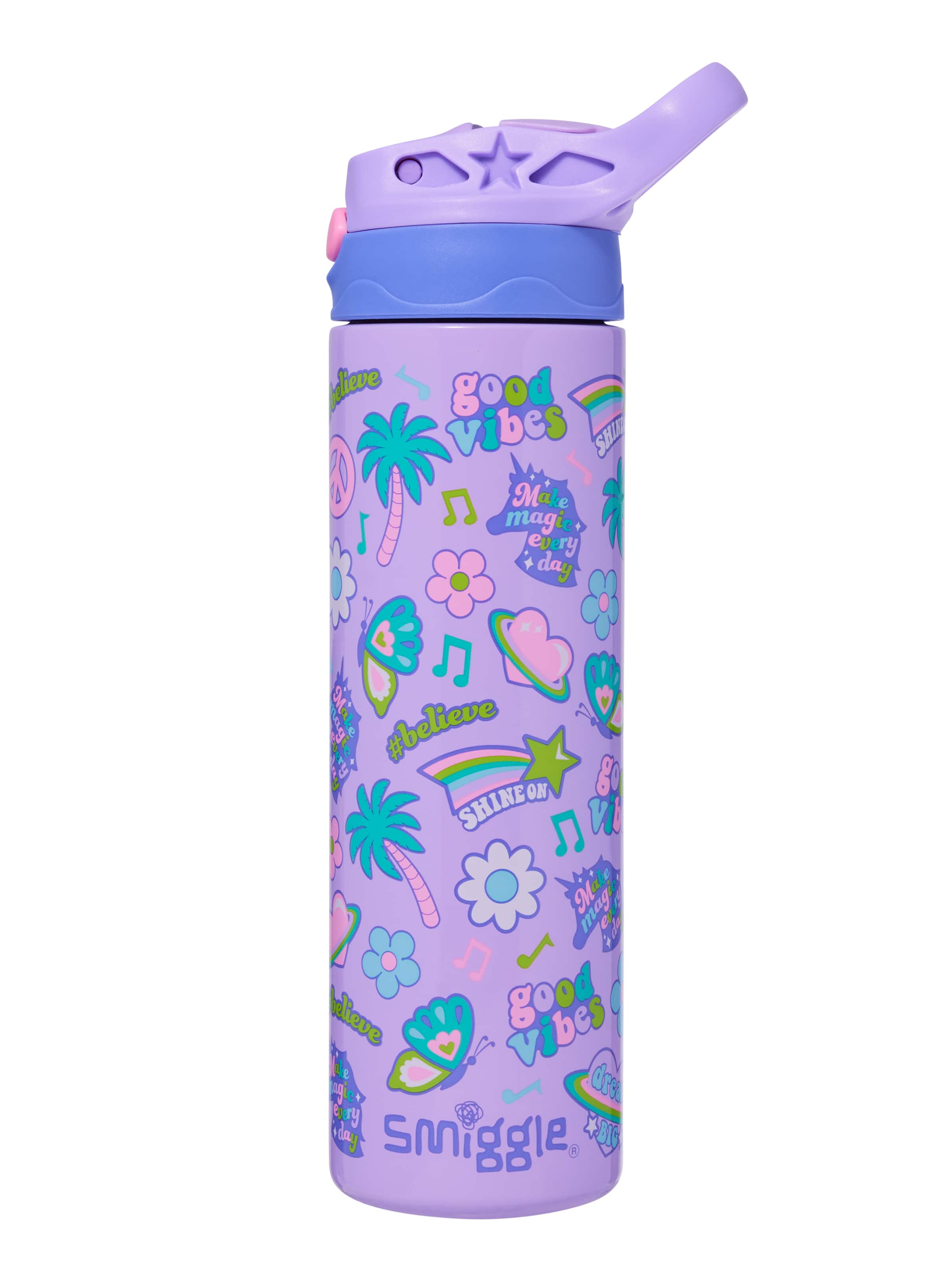 Smiggle - All Stars 520ML Автоматическая стальная матара с скрытой трубочкой