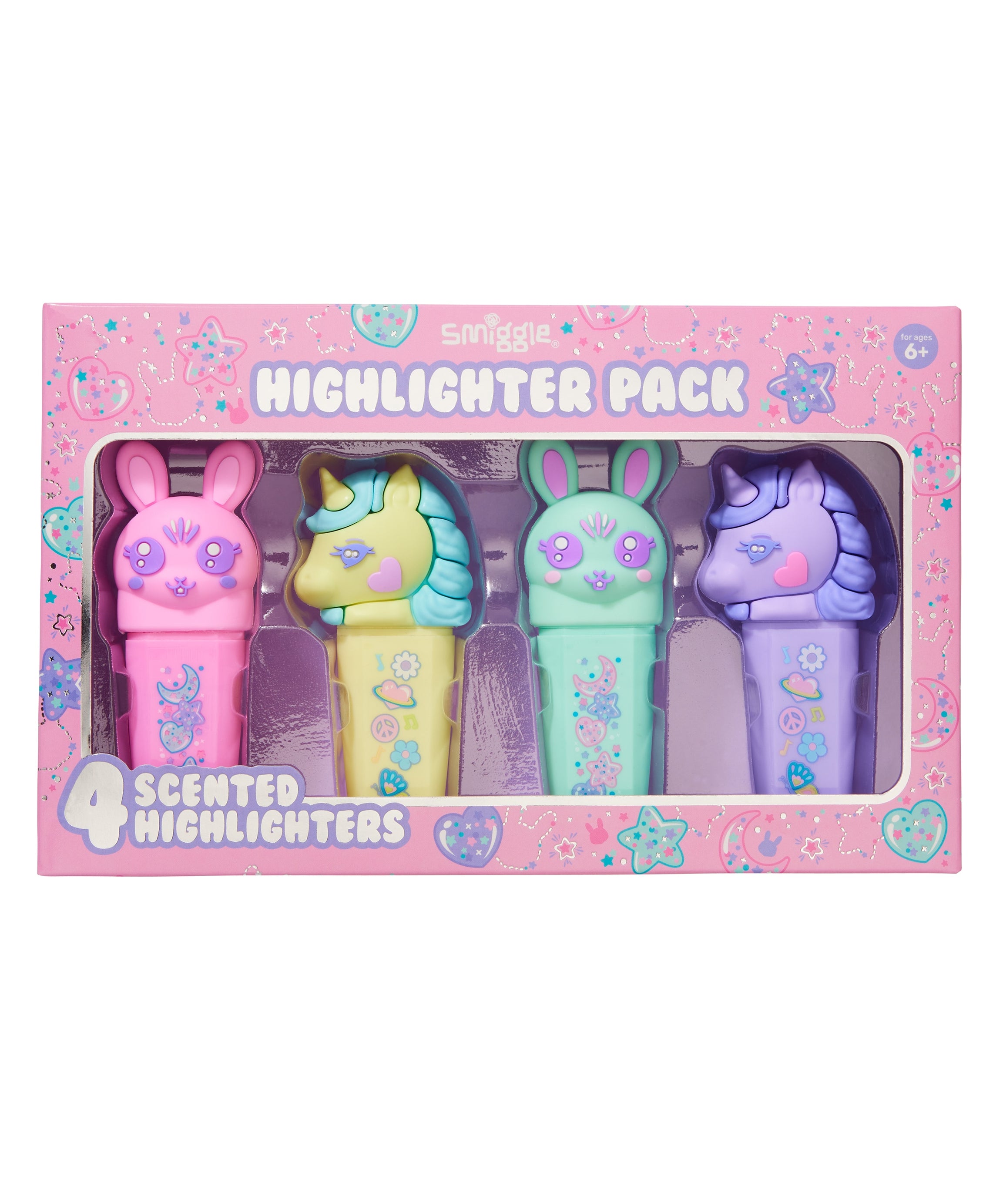 Smiggle - Набор из 4 ароматных фосфоресцирующих маркеров All Stars