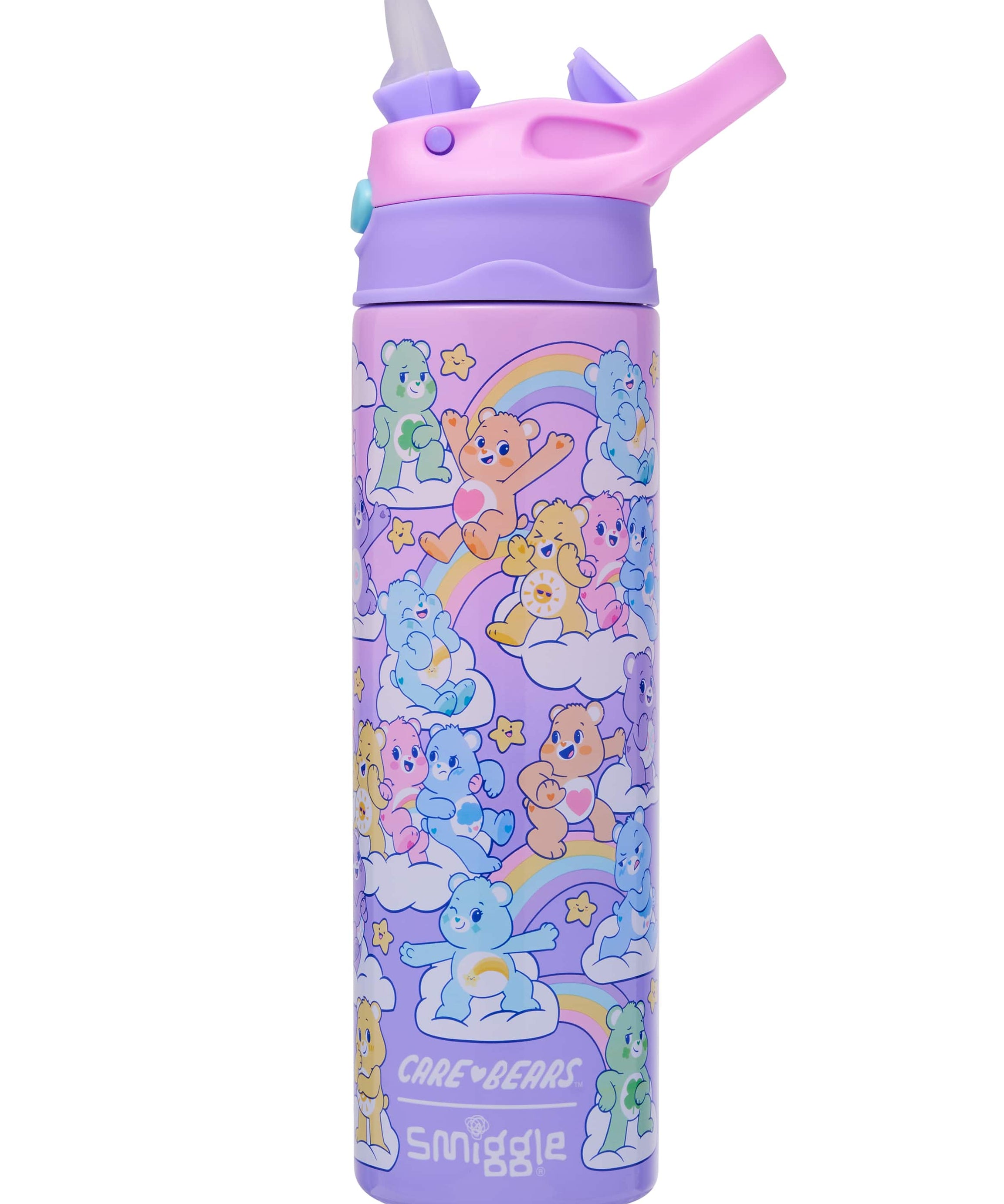 Smiggle - Заботливые Мишки 520ML Автоматическая Скрытая Трубочка Стальная Матовая Бутылка