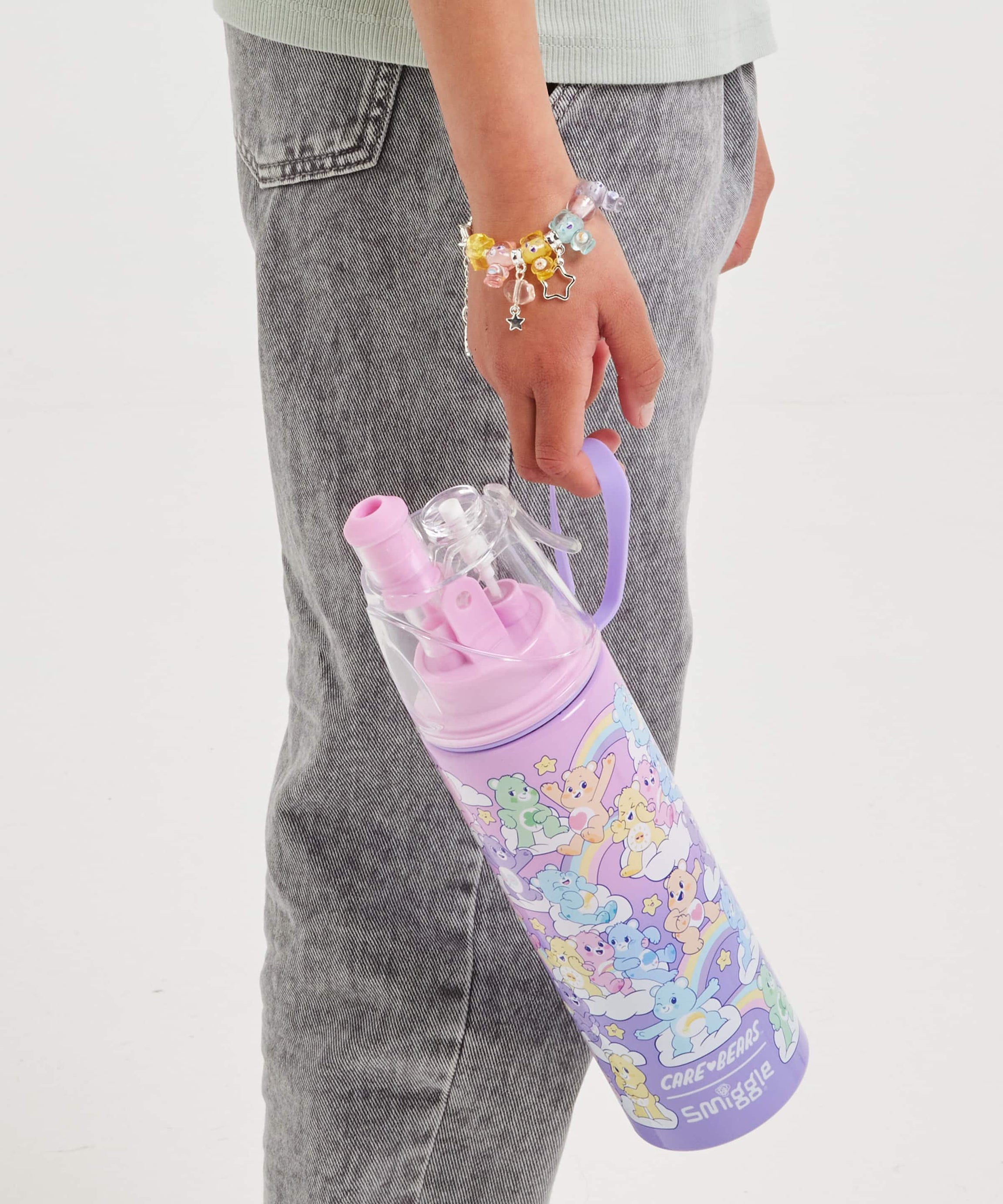 Smiggle - Бутылка из нержавеющей стали с распылителем воды Care Bears 500ML