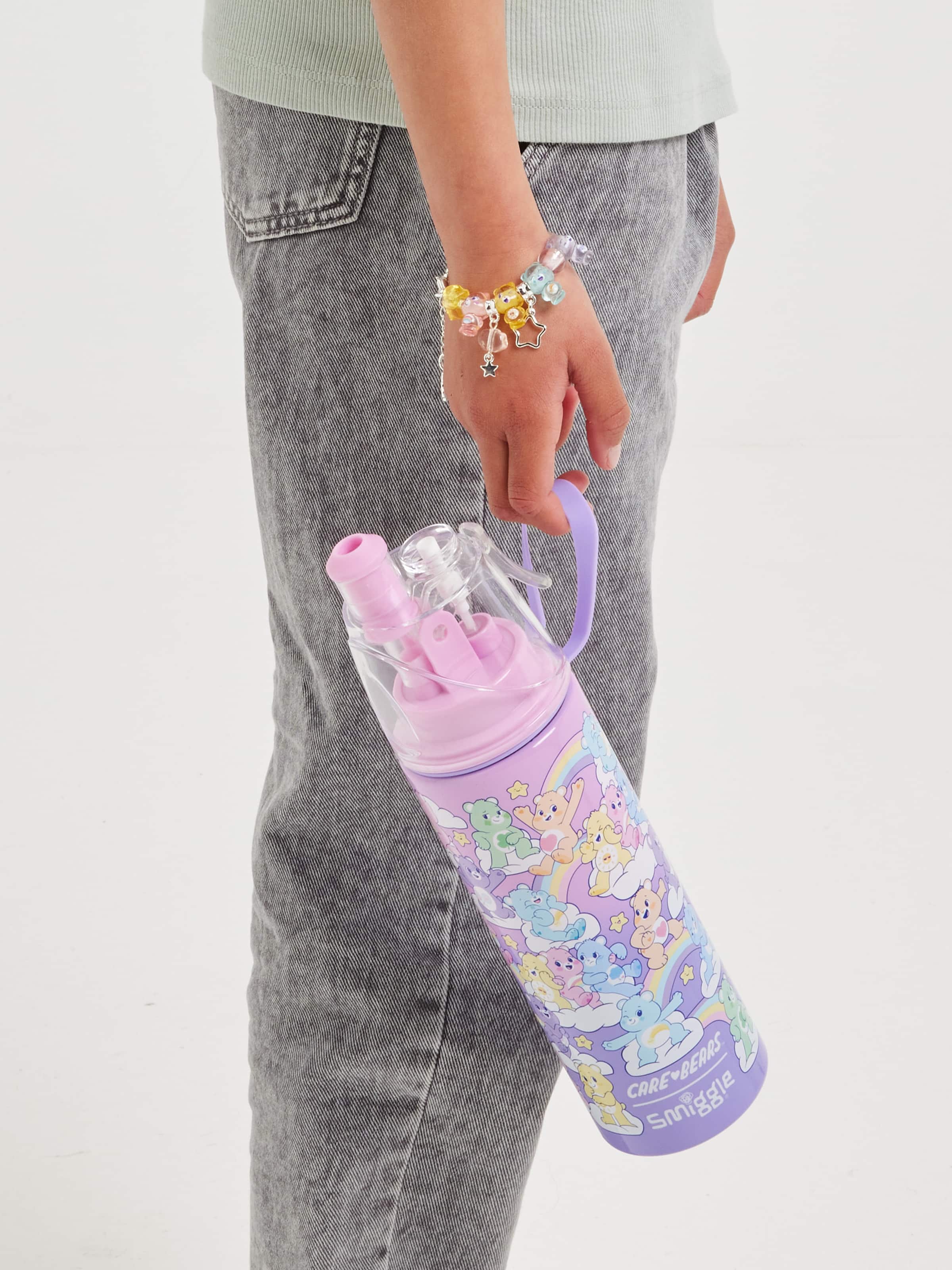 Smiggle - Бутылка из нержавеющей стали с распылителем воды Care Bears 500ML