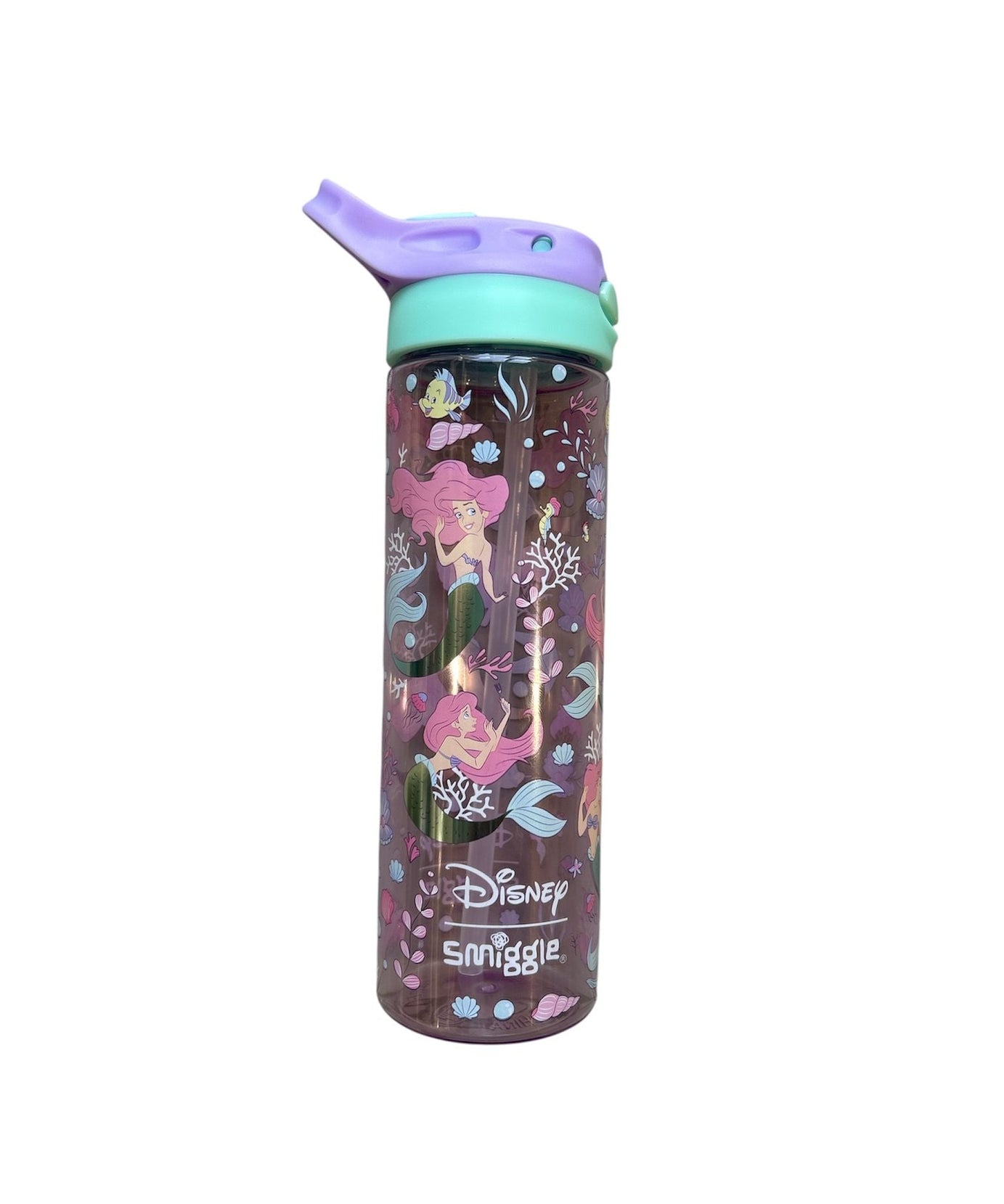 Smiggle - Disney Ariel Бутылка для воды 650ML с автоматической трубочкой без BPA