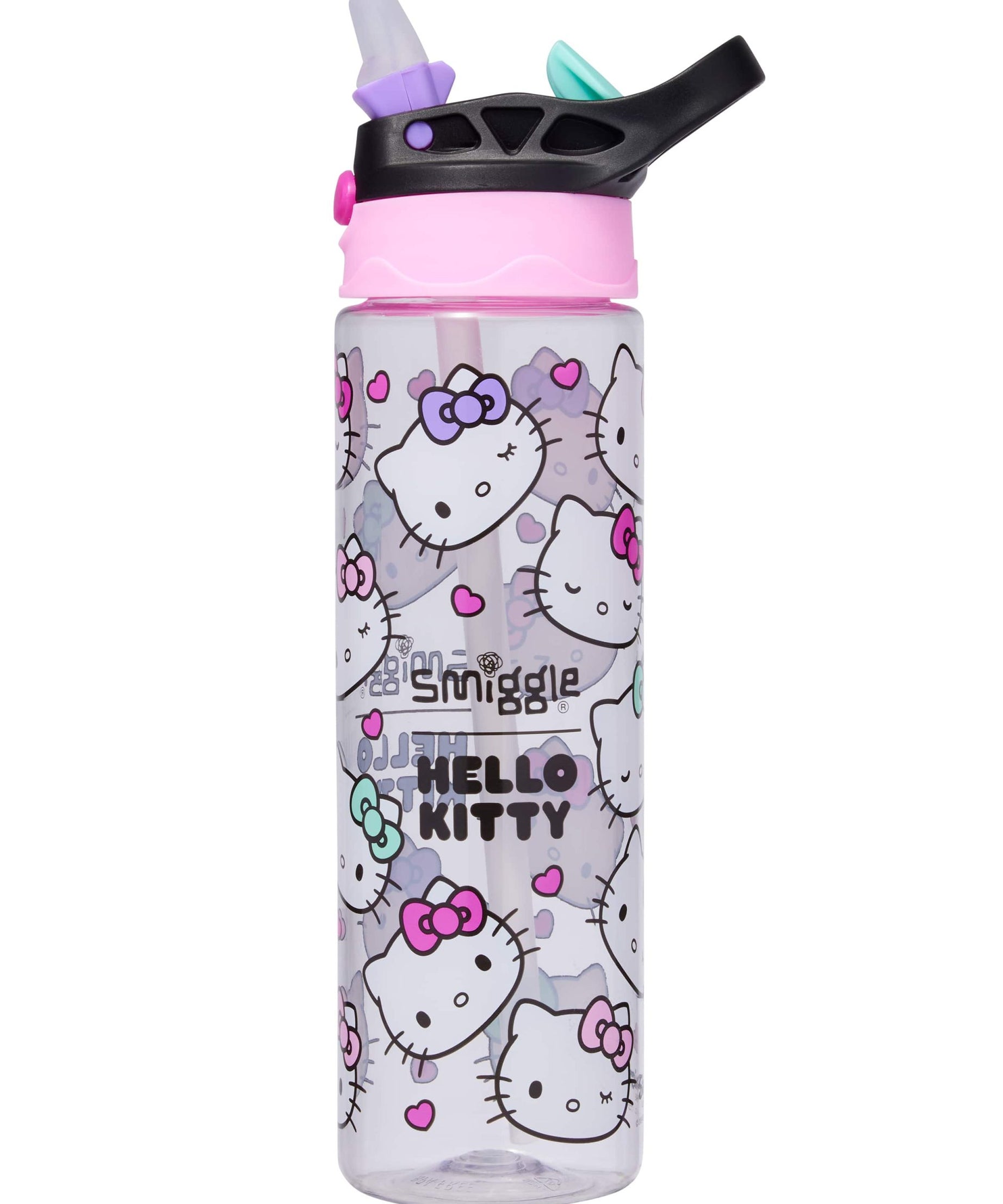 Smiggle - Hello Kitty Бутылка для воды 650ML с автоматической трубочкой без BPA