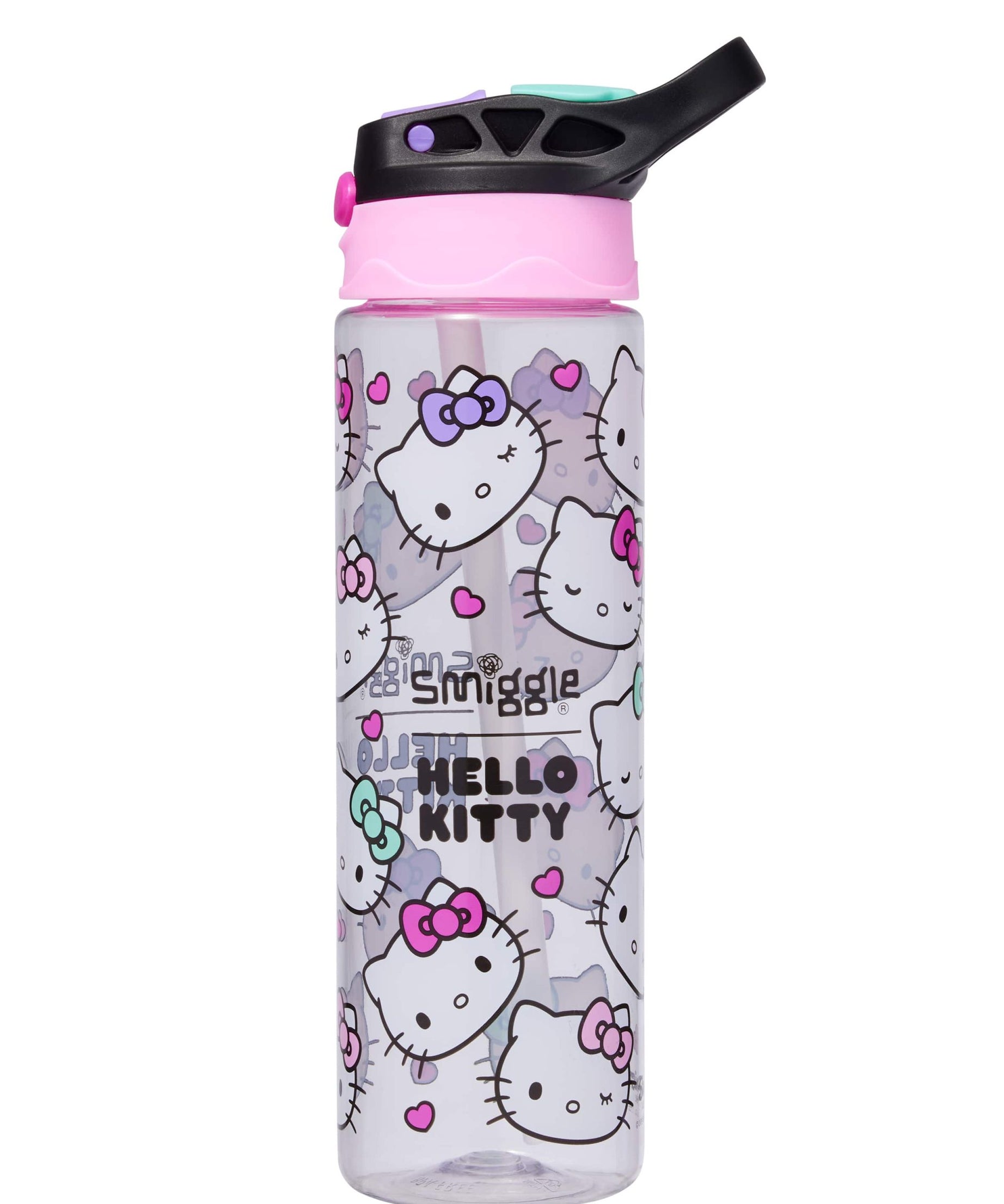 Smiggle - Hello Kitty Бутылка для воды 650ML с автоматической трубочкой без BPA