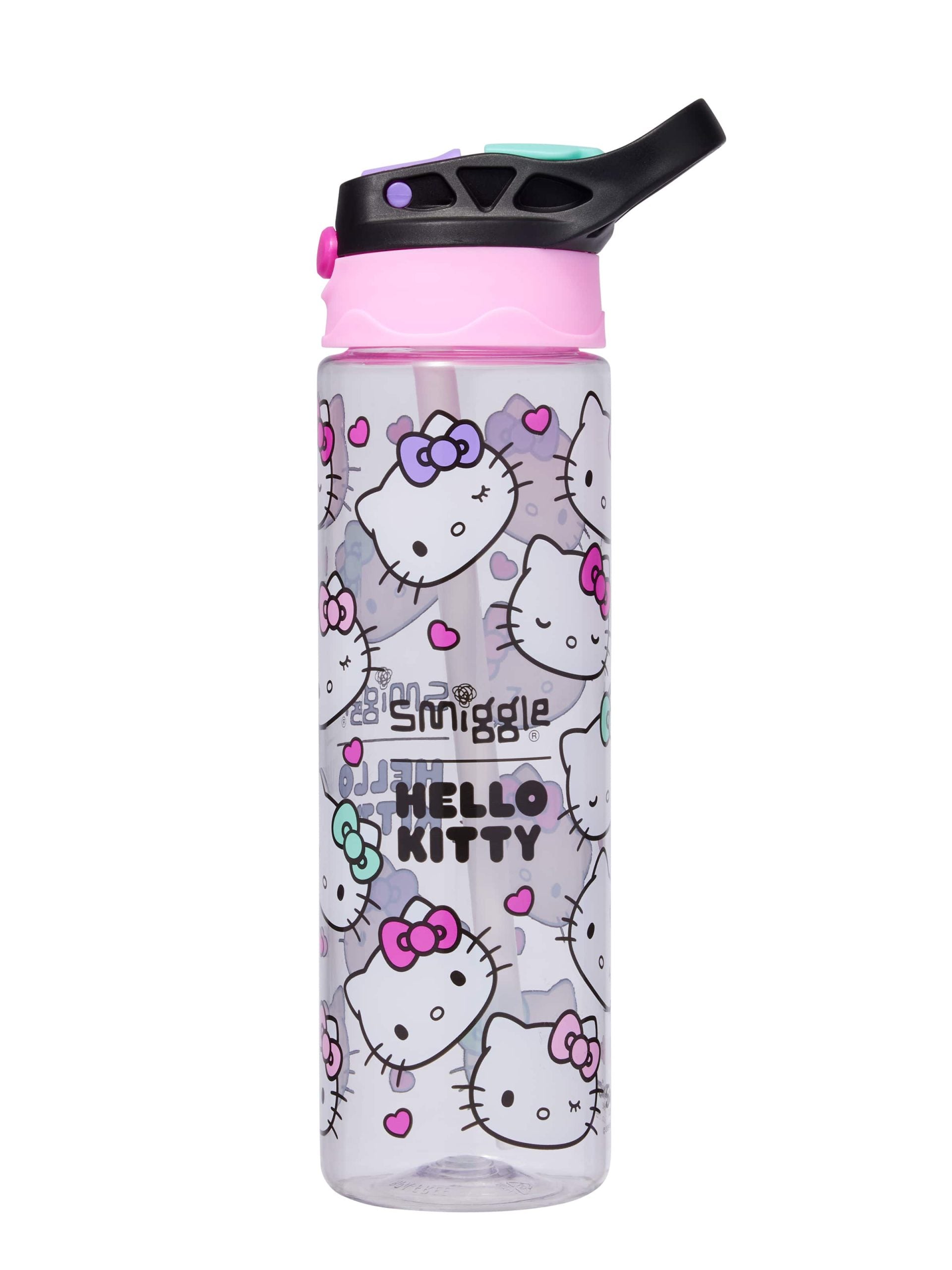 Smiggle - Hello Kitty Бутылка для воды 650ML с автоматической трубочкой без BPA