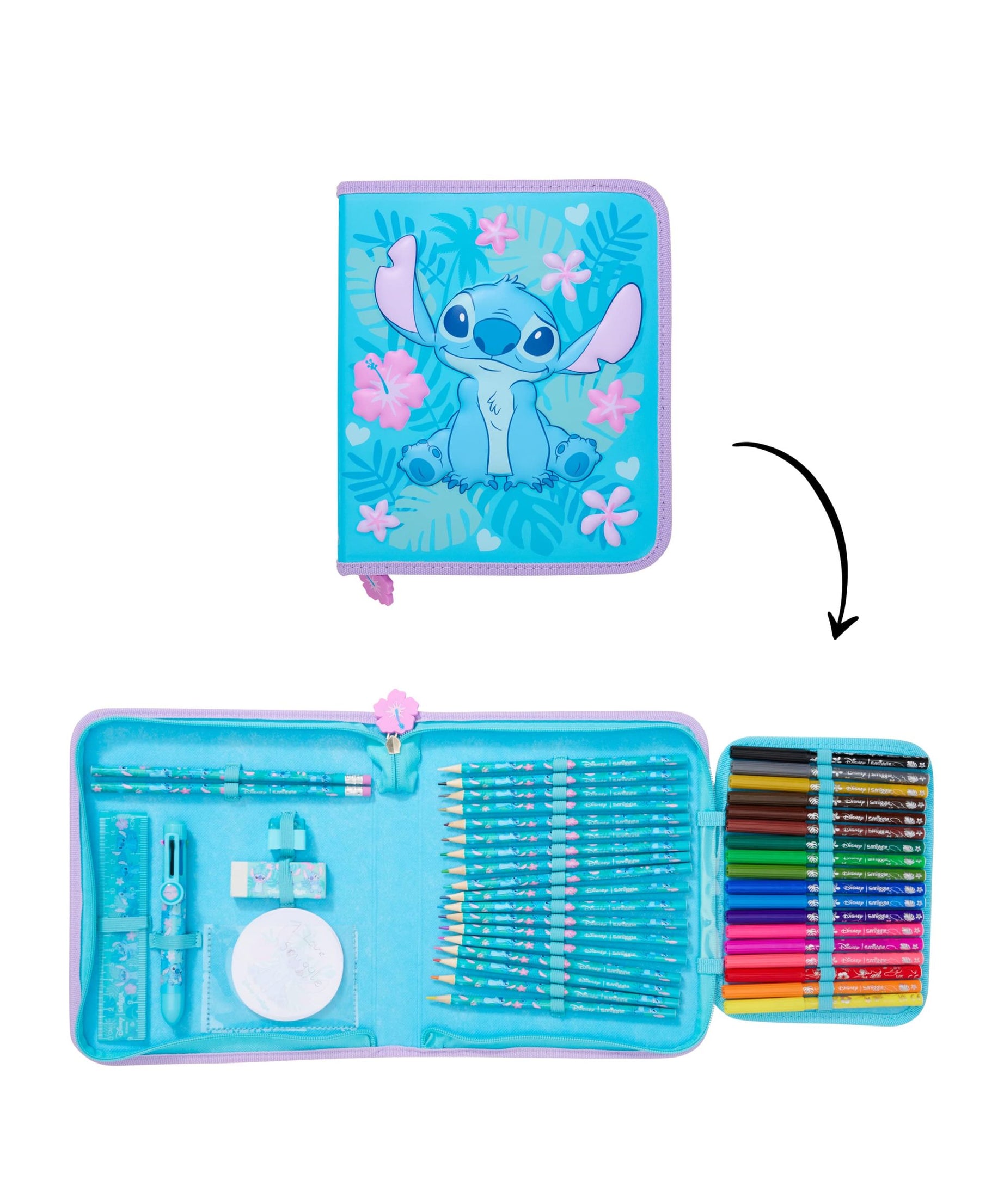 Smiggle - Набор канцелярских принадлежностей Stitch и пенал