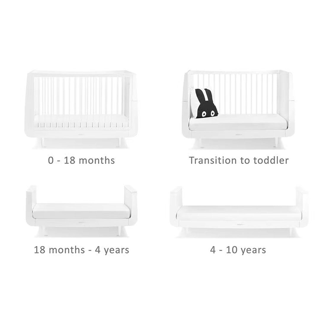 SnuzKot Skandi 3 Piece Nursery Furniture Set - White-Nursery Sets-White-No Mattress | Natural Baby Shower