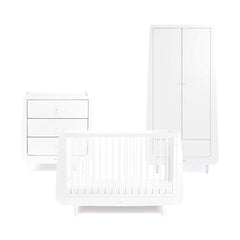 SnuzKot Skandi 3 Piece Nursery Furniture Set - White-Nursery Sets-White-No Mattress | Natural Baby Shower