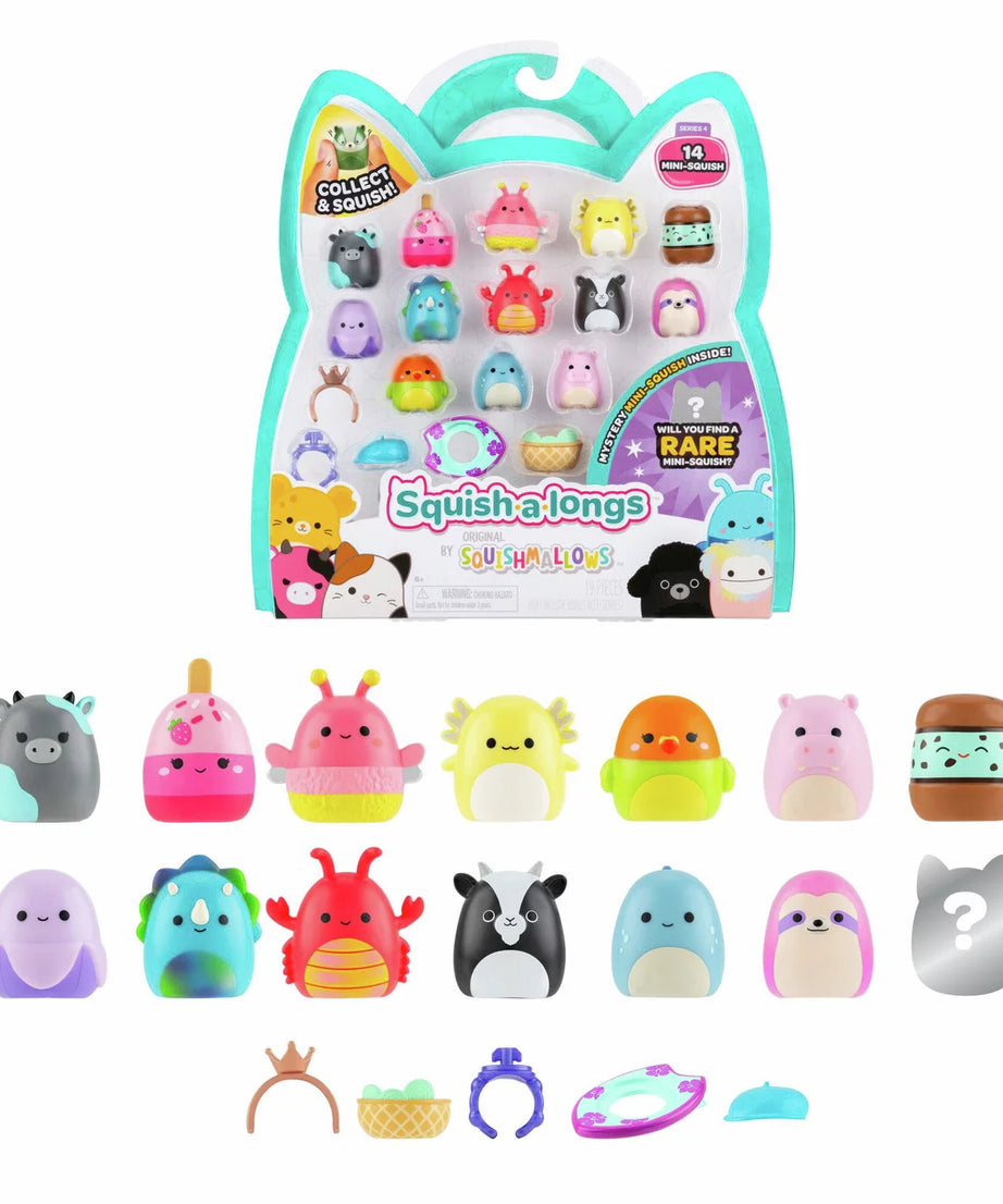 Squishmallows - Squish-a-longs 14 фигур + набор с кольцом + 4 аксессуара Специальная серия игрушек