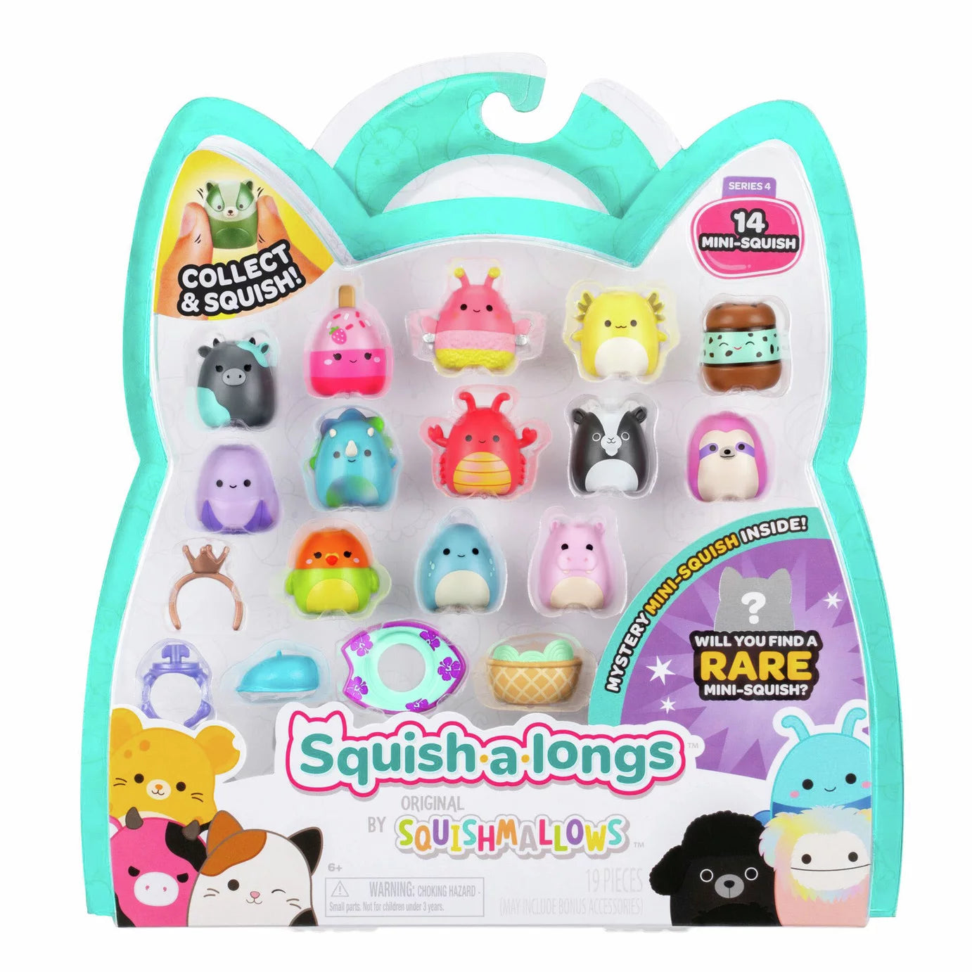 Squishmallows - Squish-a-longs 14 фигур + набор с кольцом + 4 аксессуара Специальная серия игрушек